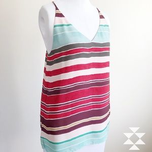 Loft Striped Lined Tank Top Blouse With Straps XS